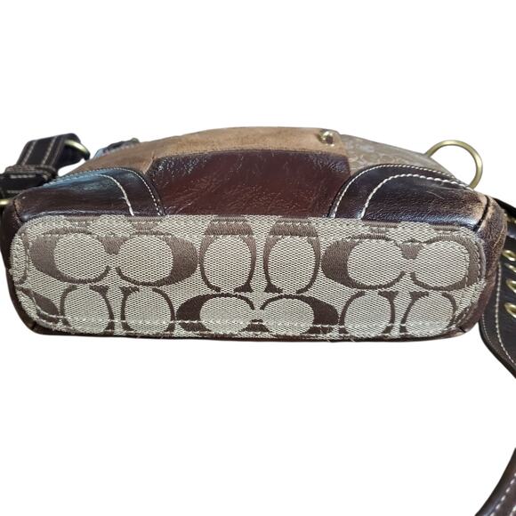 Y2k Coach F12840 Patchwork Signature Crossbody Canvas Leather Hobo Bag - Picture 9 of 15